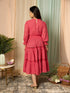 AAHELI RADIANT MEADOWS CERISE PINK COTTON KANTHA TIERED DRESS AAHELI RADIANT MEADOWS CERISE PINK COTTON KANTHA TIERED DRESS